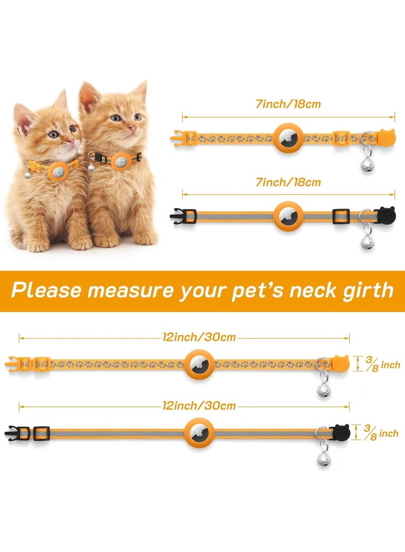 2Pack Airtag Cat Collar Breakaway مع الجرس,طوق القط العاكس مع حامل طوق Apple Airtag Cat,قابل للتعديل 7-12 بوصة,قفل السلامة للقطط الفتاة الصبي,إمدادات الحيوانات الأليفة,الإكسسوارات,الهدايا (البرتقالي) - Image 4